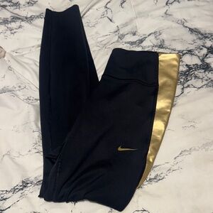 Nike Kids Leggings in Black with Gold Accent